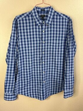 J. Crew Blue and Light Blue Gingham Button-Down Shirt